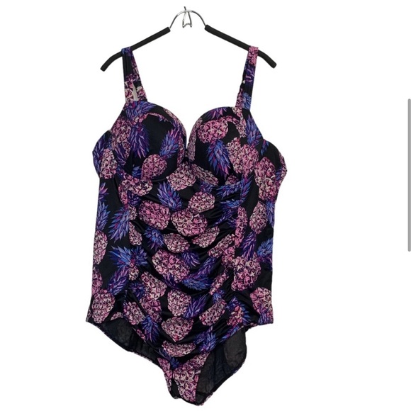 TORRID Pineapple Push-Up Demi Slim Fix Swimsuit Sz 4XL - Picture 4 of 16